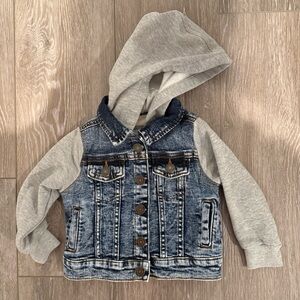Tucker + Tate Blue Denim Jacket with Gray Hood
